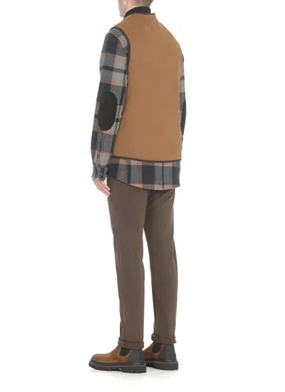 Barbour Warm Pile Waistcoat Zip Sleeveless Jacket In Brown