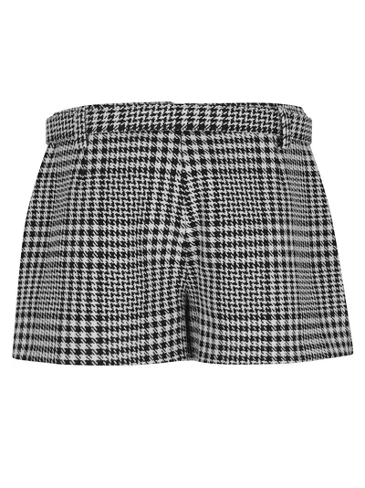 Self-portrait Houndstooth Wool Blend Mini Skirt In Gray