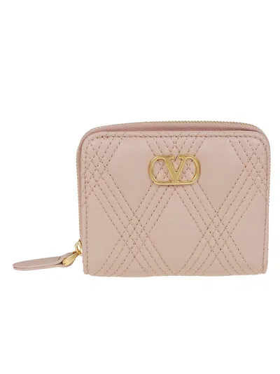 Valentino Quilted Zip Around Wallet 67 In Metallic