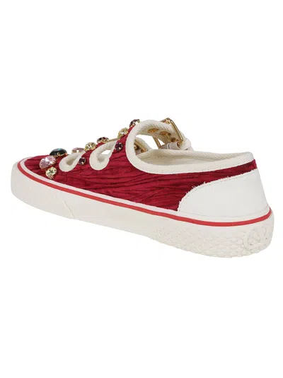 Valentino Burgundy And White Leather Sneakers In Red