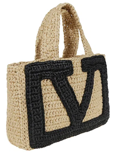 Valentino Small Tote Viva Superstar Crochet Rafia In Black
