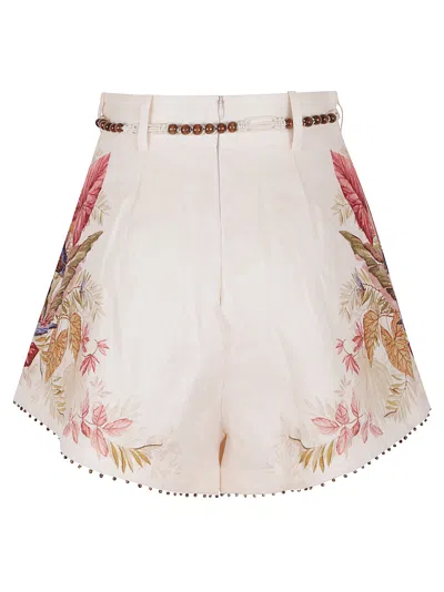 Zimmermann Ascension Linen Tuck Shorts In Neutral