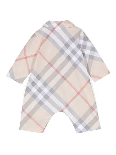 Burberry Check-pattern Romper In Neutral