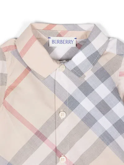 Burberry Check-pattern Romper In Neutral