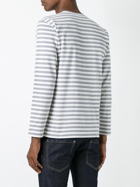 Comme Des Garçons Play Mini Heart Striped T-shirt In Grey | ModeSens