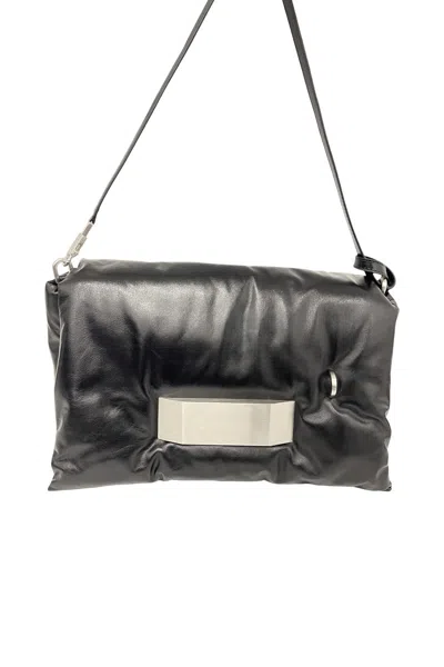 Rick Owens Pillow-effect Leather Shoulder Bag In Black