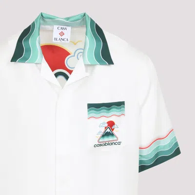 Casablanca Silk Short-sleeved Shirt With Wave In Multi
