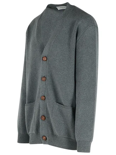 Golden Goose Micro-ribbed Cotton Cardigan In Gray