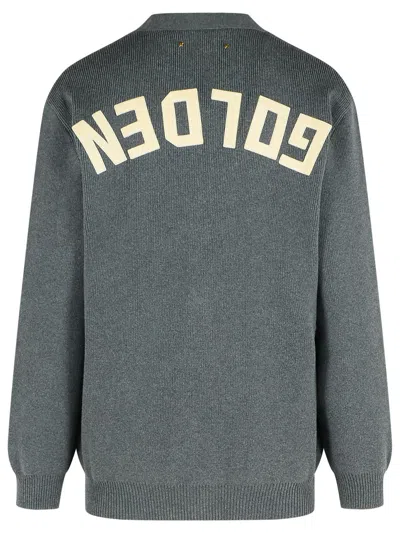 Golden Goose Micro-ribbed Cotton Cardigan In Gray