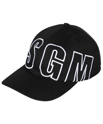 Msgm Logo Baseball Cap In Black