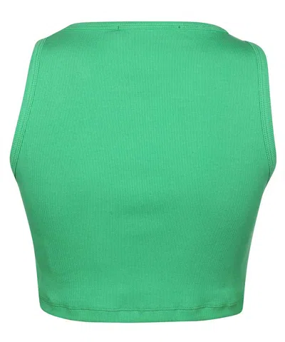 Msgm Ribbed Tank Top In Green