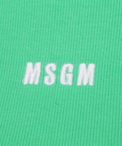 Msgm Ribbed Tank Top In Green