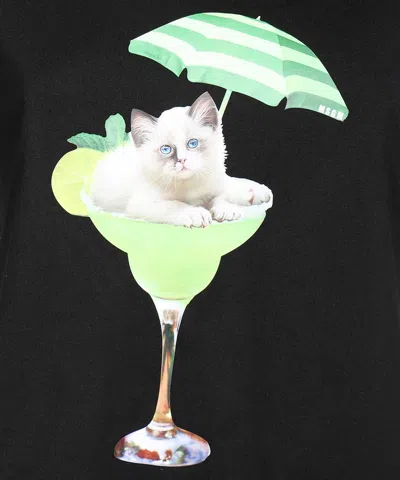 Msgm Cat Printed T-shirt In Black