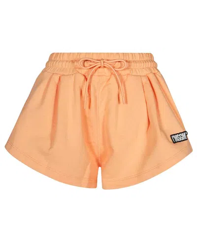 Msgm Logo-patch Track Shorts In Orange
