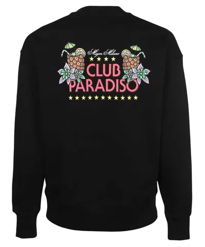 Msgm Club Paradiso Cotton Crewneck Sweatshirt In Black