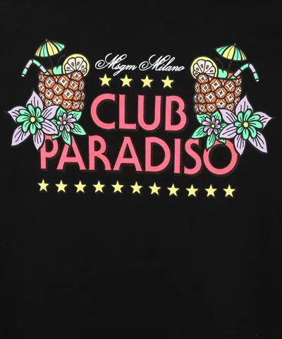 Msgm Club Paradiso Cotton Crewneck Sweatshirt In Black