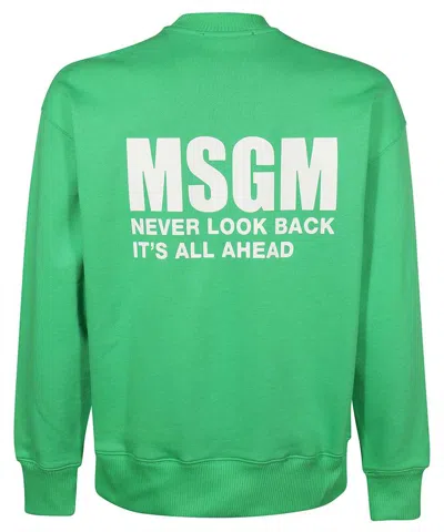 Msgm Logo Detail Cotton Sweatshirt In Green