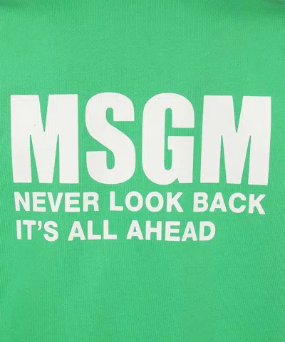 Msgm Logo Detail Cotton Sweatshirt In Green