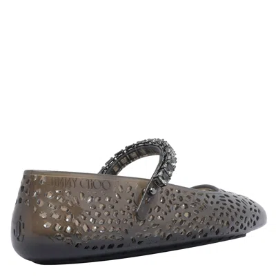Jimmy Choo The Jelly Transparent Black Ballet Flats With Crystals In Black