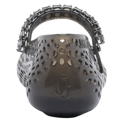 Jimmy Choo The Jelly Transparent Black Ballet Flats With Crystals In Black