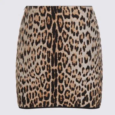 Roberto Cavalli Animal Print High Waist Fitted Skirt In Brown
