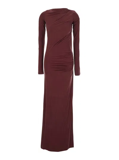 The Andamane Sophie Maxi Long Dress In Bordeaux Polyamide Polyester In Brown