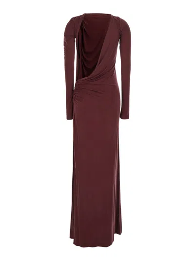 The Andamane Sophie Maxi Long Dress In Bordeaux Polyamide Polyester In Brown