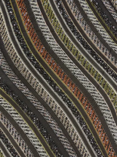 Missoni Womens Multicolor Beige Brown Halterneck Embellished Stretch-woven Top