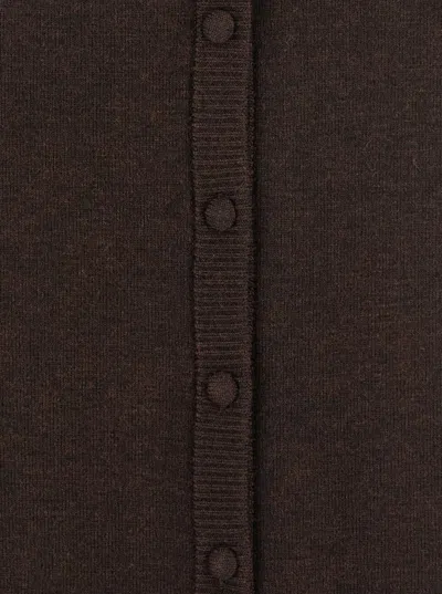 Victoria Beckham Brown Midi Skirt In Wool Blend In Brown