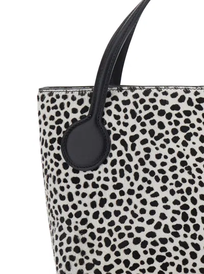Little Liffner Sprout Black And White Shoulder Bag With All-over Animal Motif In Leather In Gray