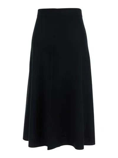 Allude Knit Flared A-line Skirt In Black