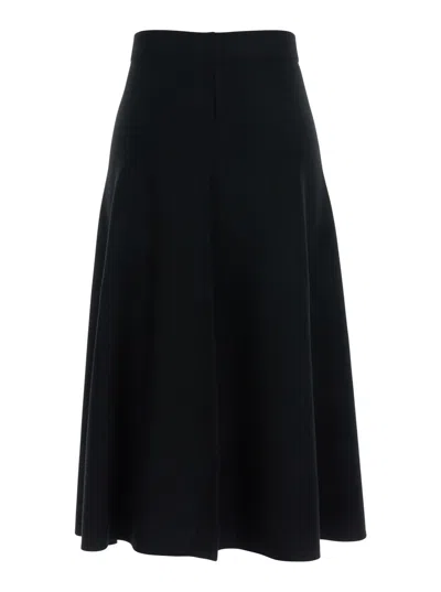 Allude Knit Flared A-line Skirt In Black