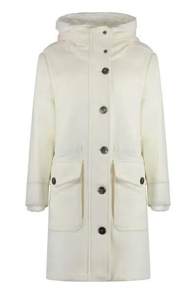 Moorer Megeve Single-breasted Coat In Fabric In Neutral