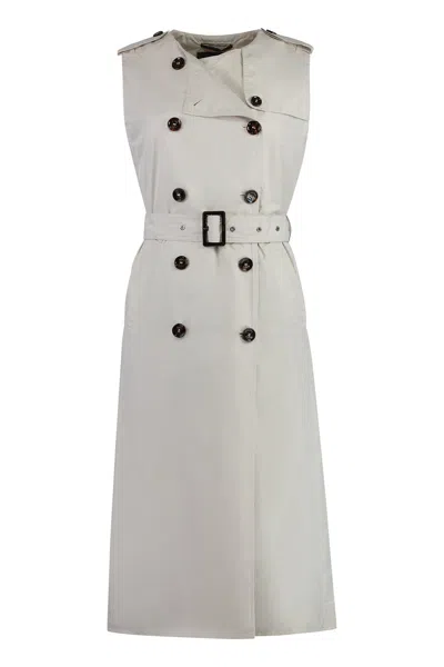 Moorer Aurelia Sleeveless Double-breasted Trench Coat In Neutral
