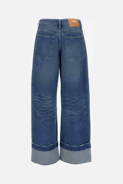 Simone Rocha Blue Embellished Straight Leg Jeans In Blue
