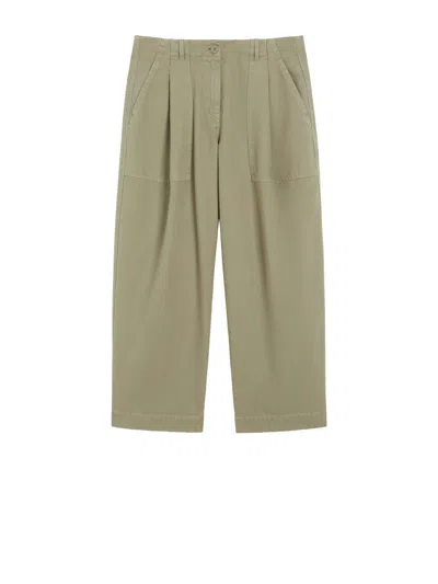 Weekend Max Mara Max Mara Weekend Barrel Leg Trousers In Canvas In Green
