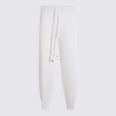 Antonelli Relaxed-fit White Cotton Pants With Drawstring Waist In Multi