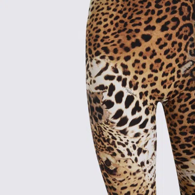 Roberto Cavalli Printed Lycra Halterneck Flared Jumpsuit In Multi