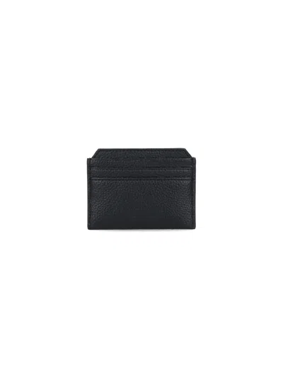 Vivienne Westwood Black Card Holder With Orb Detail On The Front In Grained Leather Woman