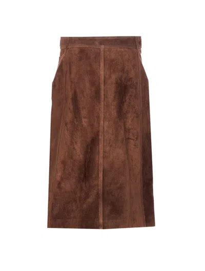 Arma Button-front Midi Skirt In Brown