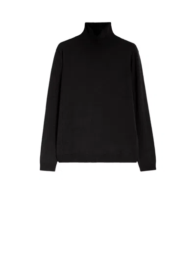 Weekend Max Mara Black Turtleneck Sweater In Silk And Wool In Black
