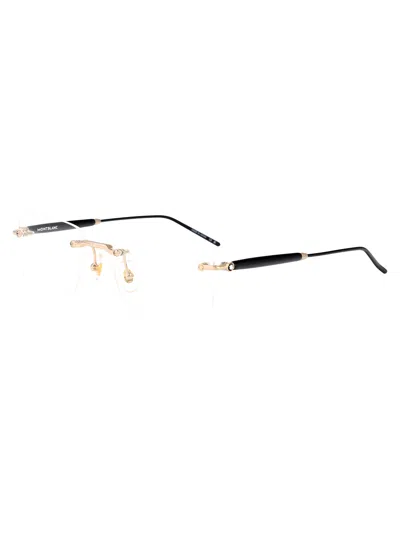 Montblanc Gold-gold-transparent Metal Glasses In Multi