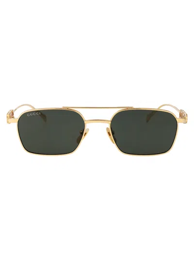 Gucci Gg1804s Linea Name Of Brand 001 Gold Grey Sunglasses In Gray