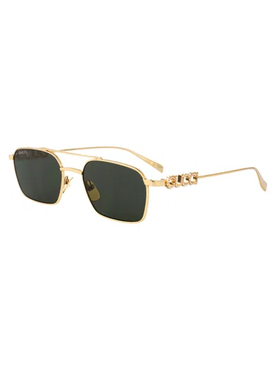 Gucci Gg1804s Linea Name Of Brand 001 Gold Grey Sunglasses In Gray