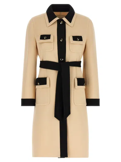 Valentino Ivory Black Single-breasted Coat In Multi