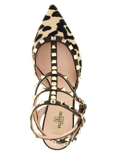 Valentino Rockstud Pointed Toe Animal Print Pumps In Multi