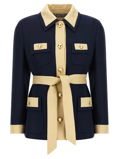 Valentino Blue/ivory Jacket With Belt In Blue