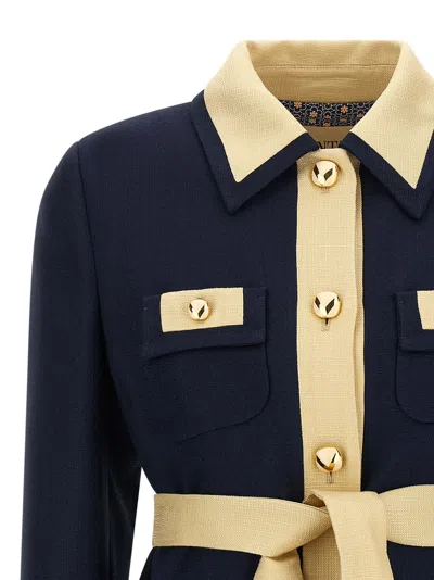 Valentino Blue/ivory Jacket With Belt In Blue