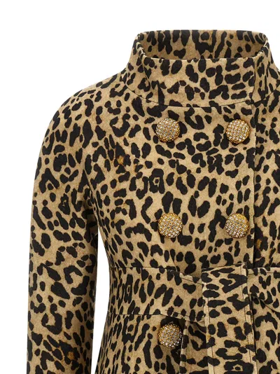 Valentino Leopard Print Double Breasted Coat With Belt In Animal Print
