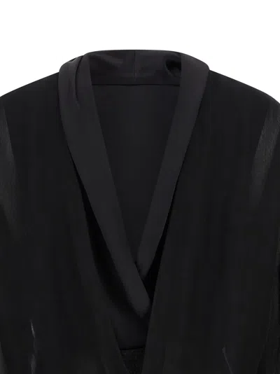 Alberta Ferretti Reversible Silk Chiffon Shirt With Unique Crossed Closure In Black